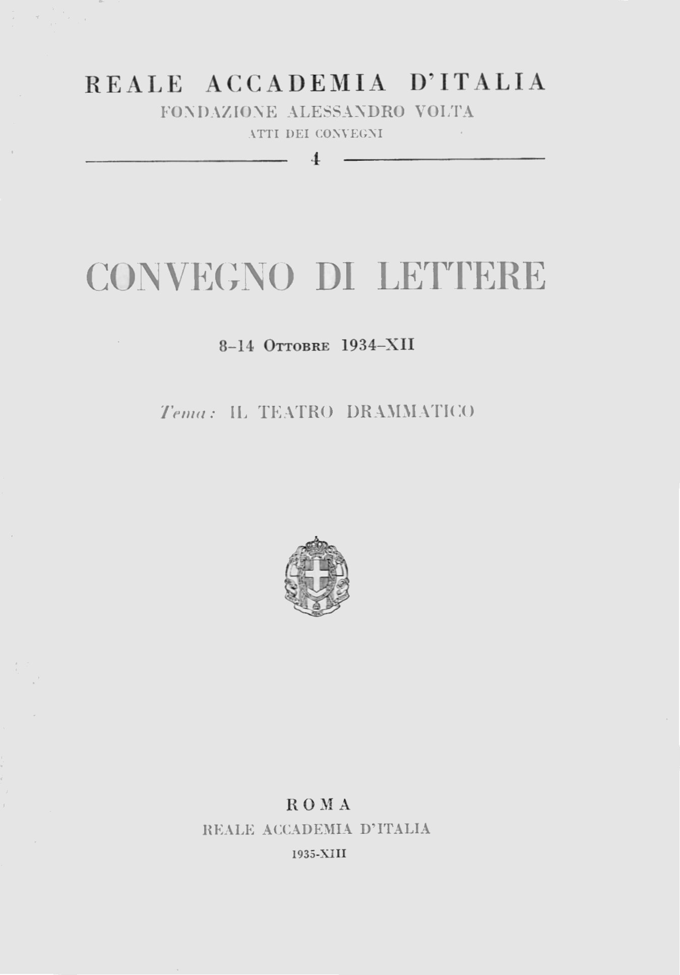 Frontespizio degli Atti del Convegno